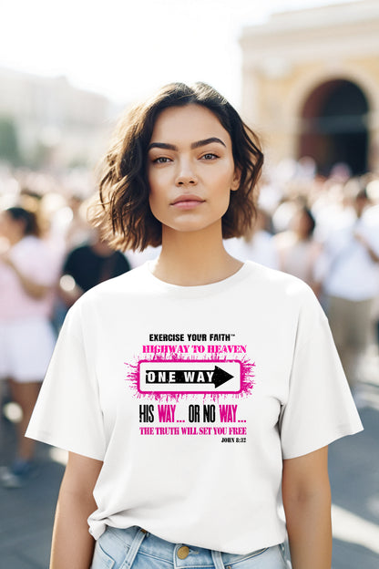 Highway to Heaven - Follow Pink This Way White T-shirt