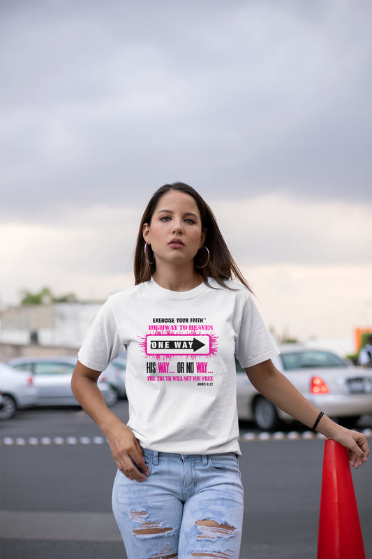 Highway to Heaven - Follow Pink This Way White T-shirt