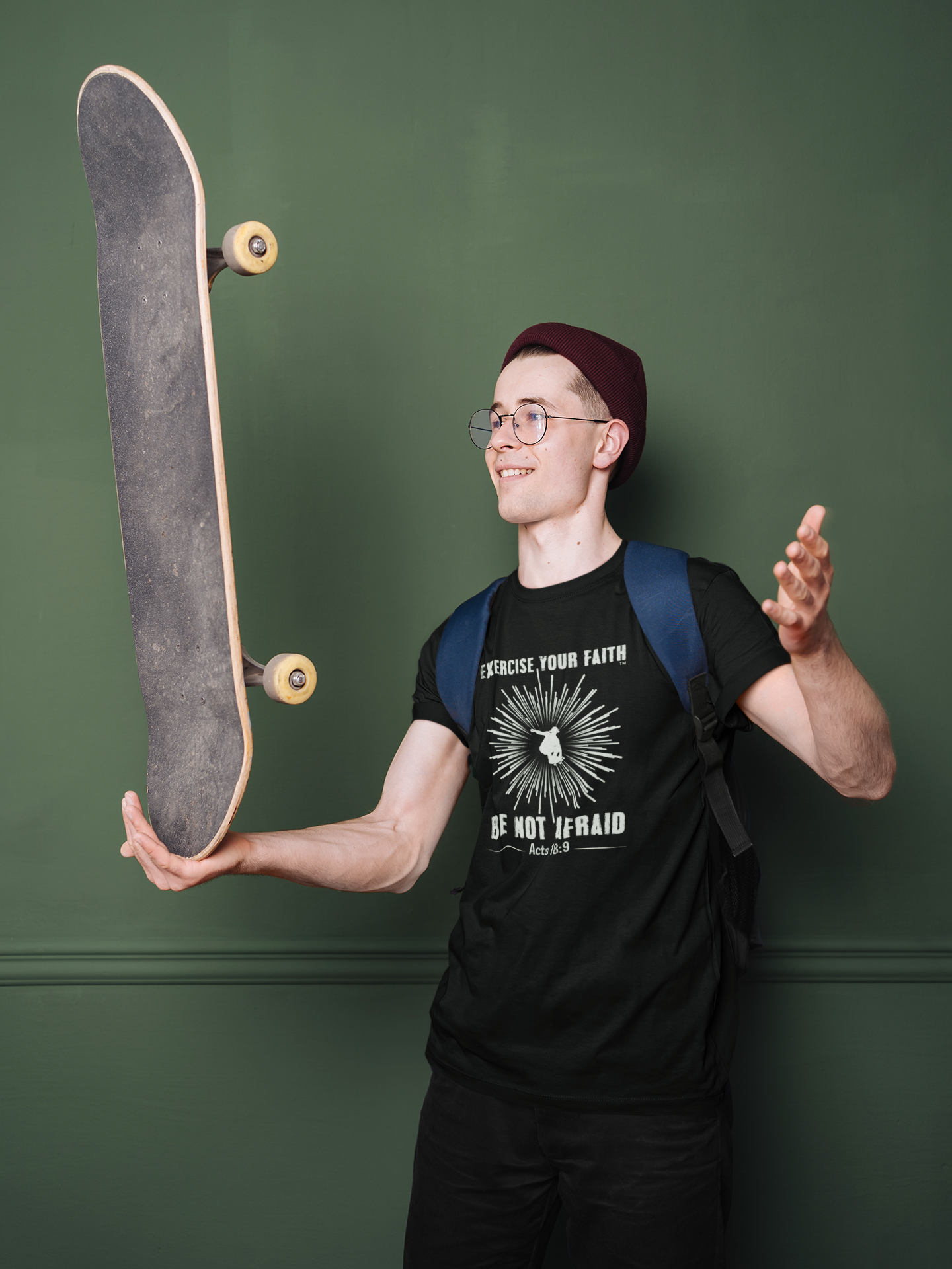 Exercise your Faith - Skateboarder Shine Black