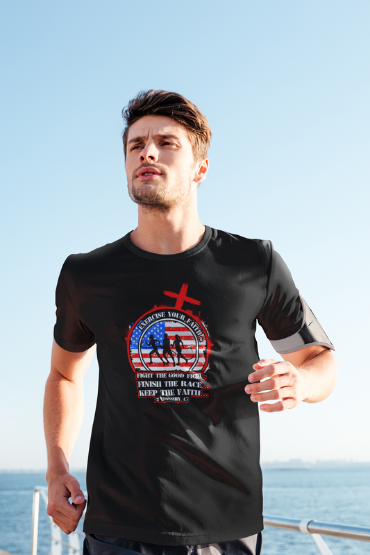 Exercise your Faith -  Super Runners Cross Flag Black