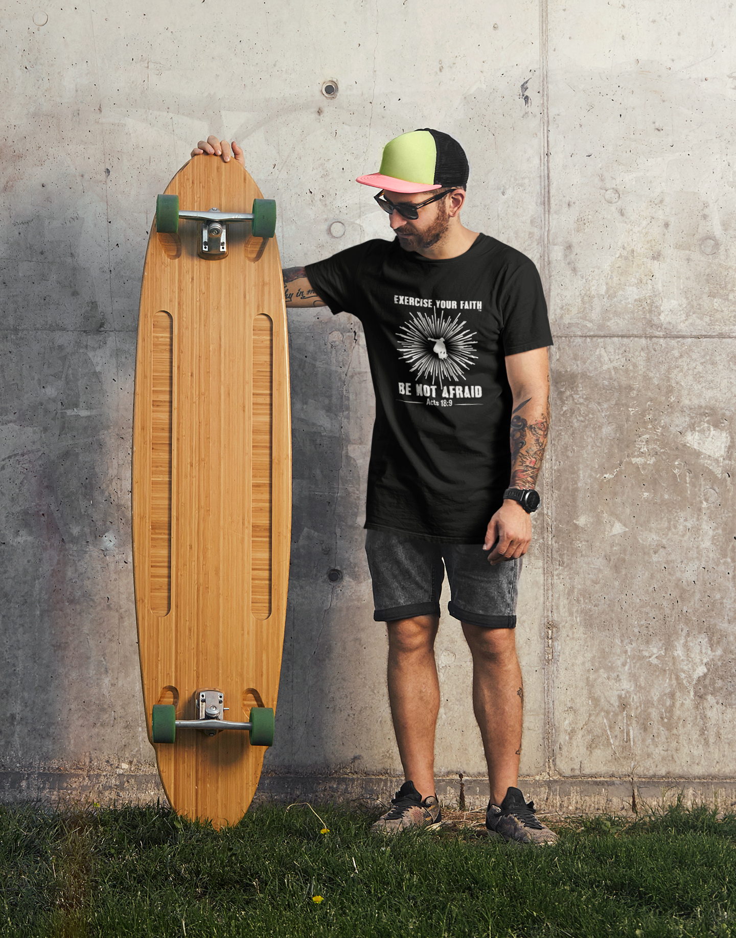Exercise your Faith - Skateboarder Shine Black