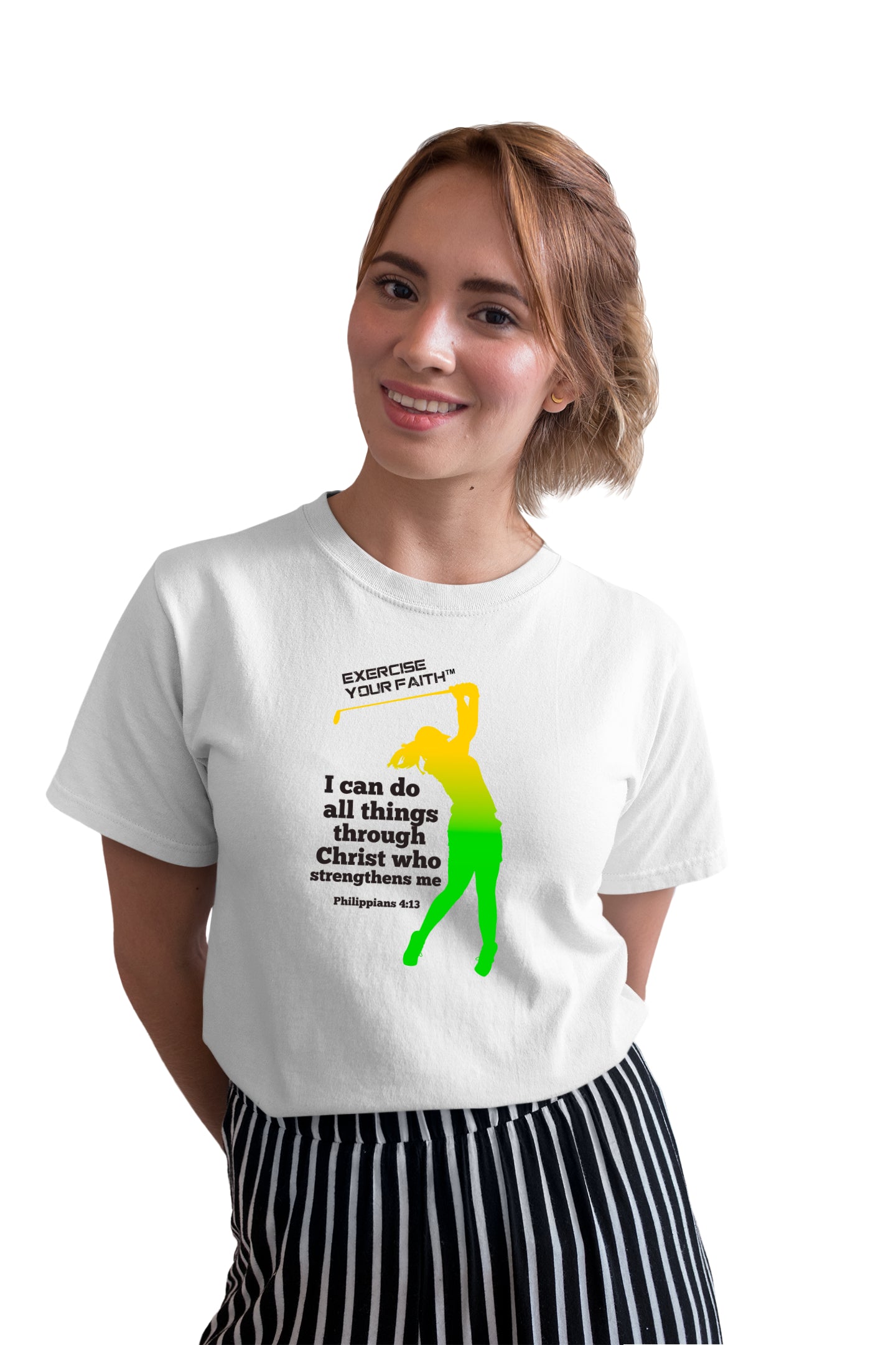 Exercise your Faith - Female Golfer White