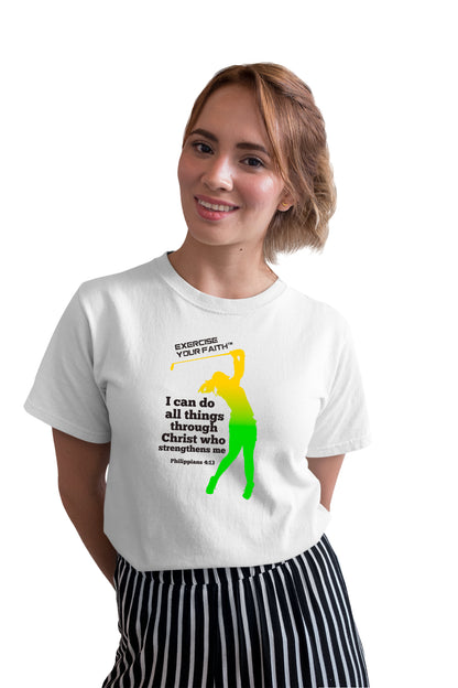 Exercise your Faith - Female Golfer White
