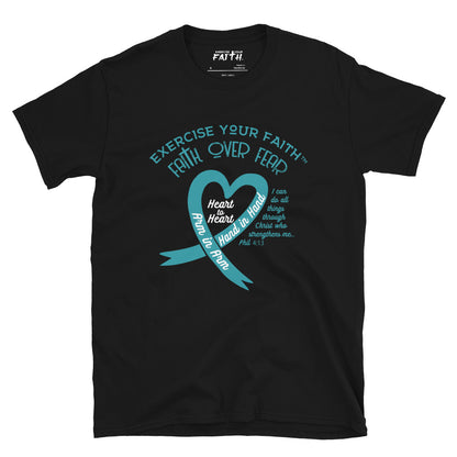 Exercise Your Faith Cervical Cancer Ribbon Heart Black