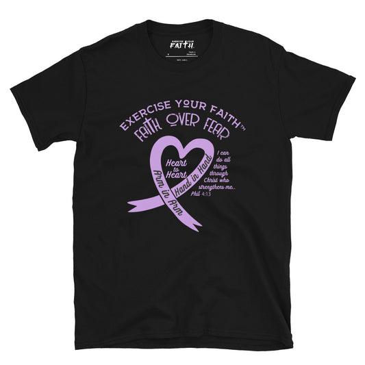 Exercise Your Faith All Cancers Ribbon Heart Black