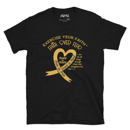 Exercise Your Faith Childhood Cancer Ribbon Heart Black