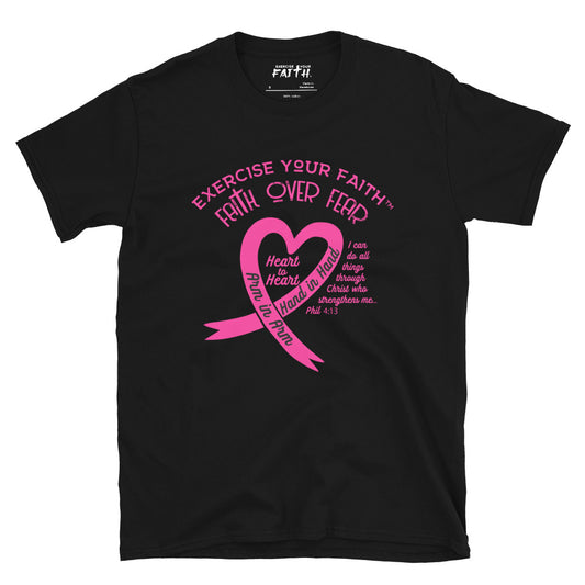 Exercise Your Faith Breast Cancer Ribbon Heart Black