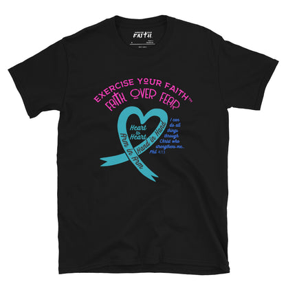 Exercise Your Faith Thyroid Cancer Ribbon Heart Black