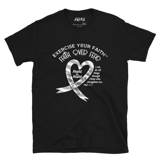 Exercise Your Faith Neuroendocrine Cancer Ribbon Heart Black