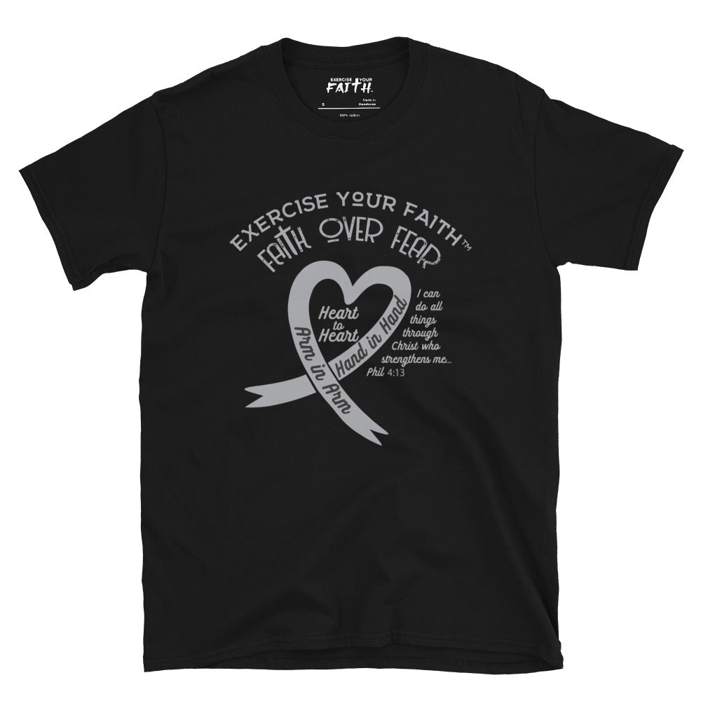 Exercise Your Faith Brain Cancer Ribbon Heart Black