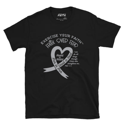 Exercise Your Faith Brain Cancer Ribbon Heart Black