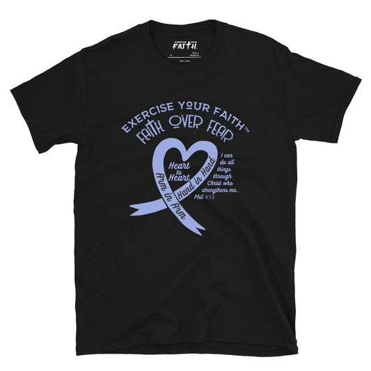 Exercise Your Faith Esophageal Cancer Ribbon Heart Black