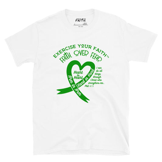 Exercise Your Faith Liver Cancer Ribbon Heart White