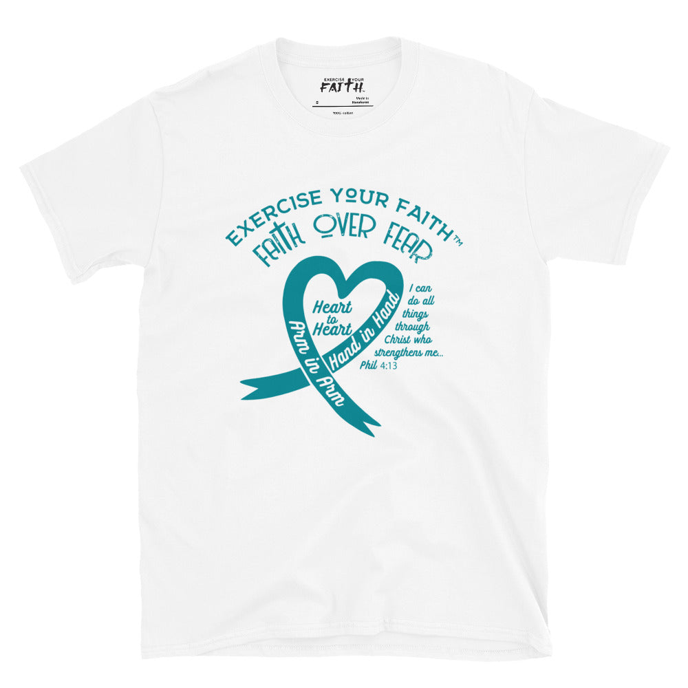Exercise Your Faith Cervical Cancer Ribbon Heart White