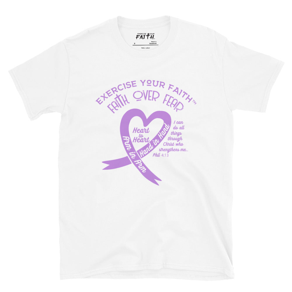 Exercise Your Faith All Cancers Ribbon Heart White