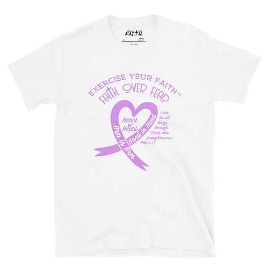 Exercise Your Faith Testicular Cancer Ribbon Heart White
