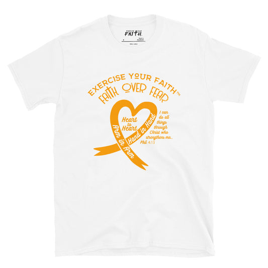 Exercise Your Faith Kidney Cancer Ribbon Heart White