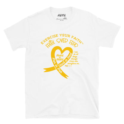 Exercise Your Faith Sarcoma Bone Cancer Ribbon Heart White