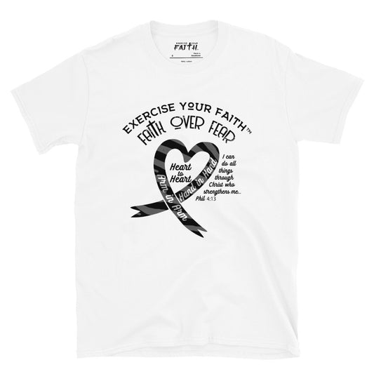 Exercise Your Faith Neuroendocrine Cancer Ribbon Heart White