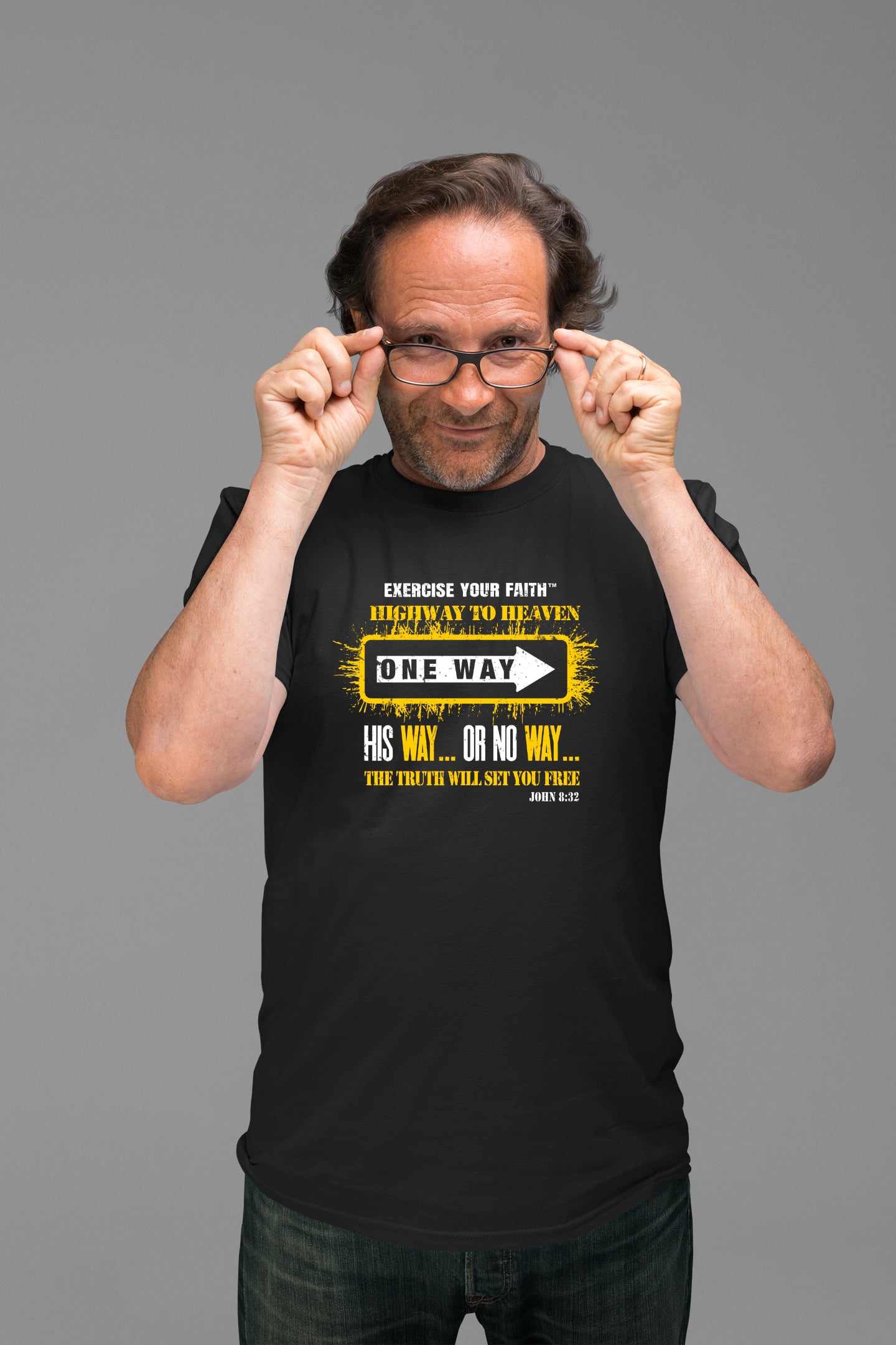 Highway to Heaven - Follow Yellow This Way Black T-shirt